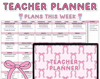 Digital Teacher Planner | A Girlie Coquette Google Sheets Teacher Planner for 2025-2026