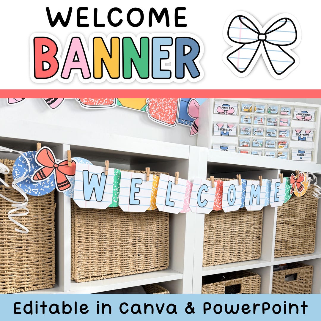 Bright Classroom Decor Welcome Banner With Editable Banner Letters for ...