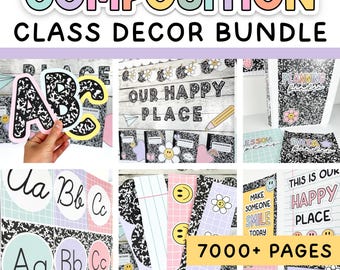 Composition Notebook Classroom Decor Bundle & Pastel Classroom Decor Bundle