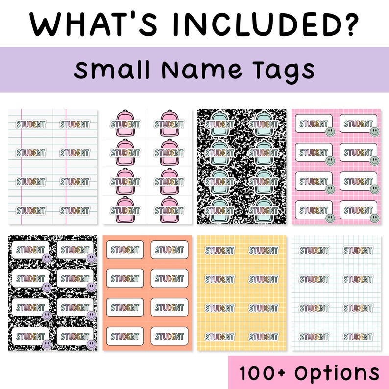 Student Name Labels for Pastel & Composition Notebook Classroom Decor - Student Name Tags and Plates, Composition Notebook Labels image 3