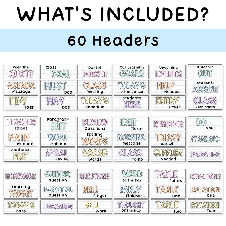 May Goals Header Pastel Whiteboard Labels - Must Do May Do & Focus Wall Headers for ...