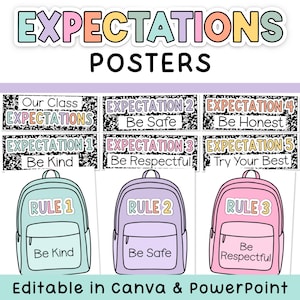 Composition Classroom Agreements, Our Class Promise, Norms, Rules & Expectations for Pastel and Composition Notebook Classroom Decor Theme