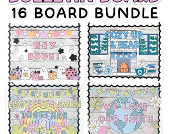 Bulletin Board Bundle for Classroom Decor Including Back to Fall Bulletin Board, Winter Bulletin Board, Christmas Bulletin Board, and more!