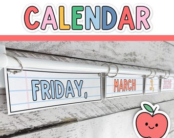 Calendario brillante editable para cuaderno de composición y tema de decoración brillante para el aula
