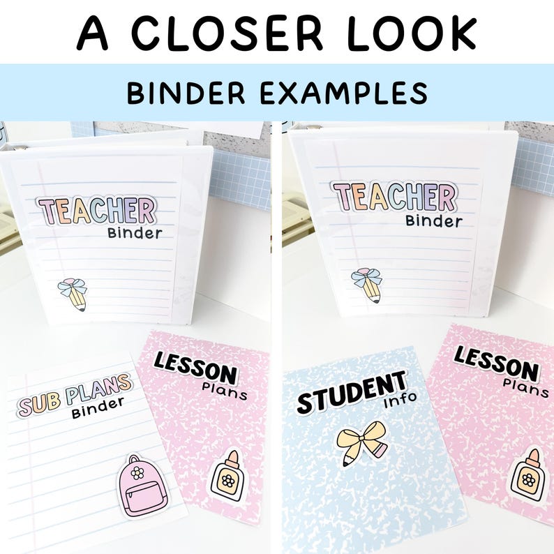 Pastel Editable Binder Covers and Spines for Composition Notebook ...