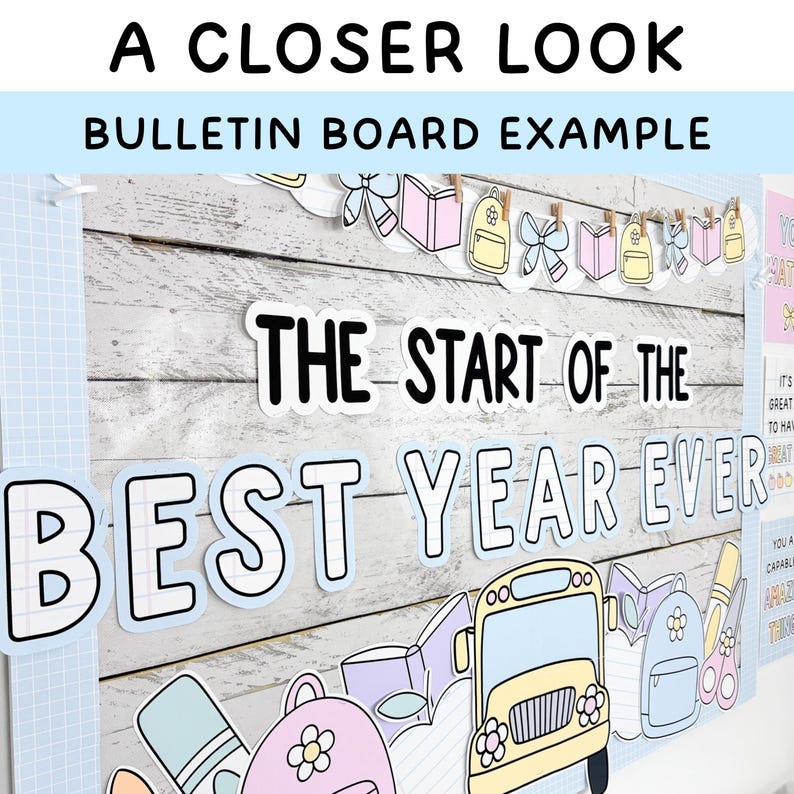 Pastel Welcome Back to School Bulletin Board for Pastel Classroom Decor ...