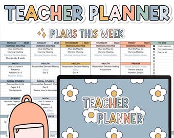 Planificador digital para docentes: Planificador de Google Sheets para 2025-2026 / Combina con la decoración bohemia del aula