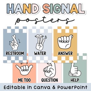 Boho Hand Signal Posters & ASL Sign Language Hand Signals - Editable Boho Classroom Posters