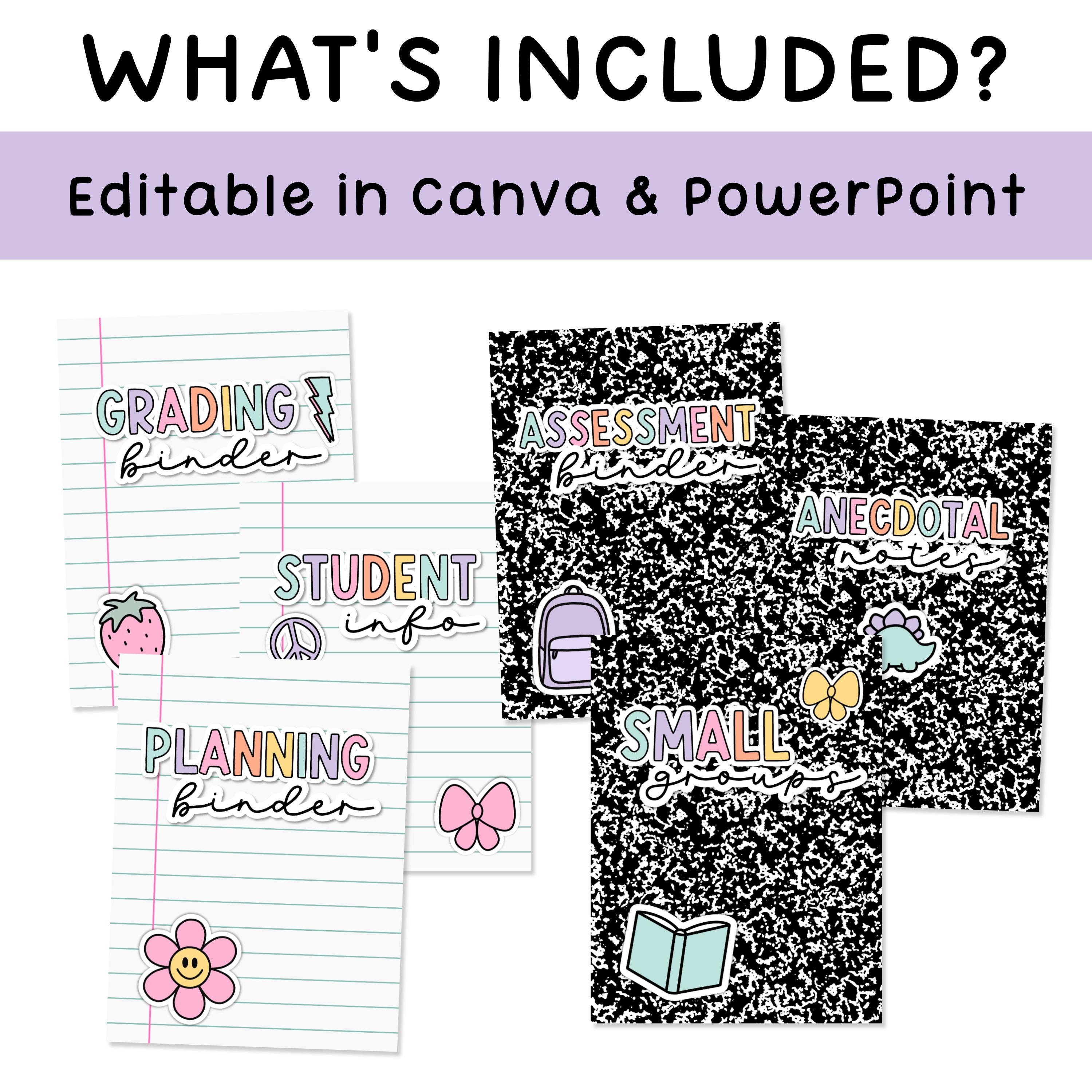 Editable Binder Covers and Spines for Pastel & Composition Notebook ...
