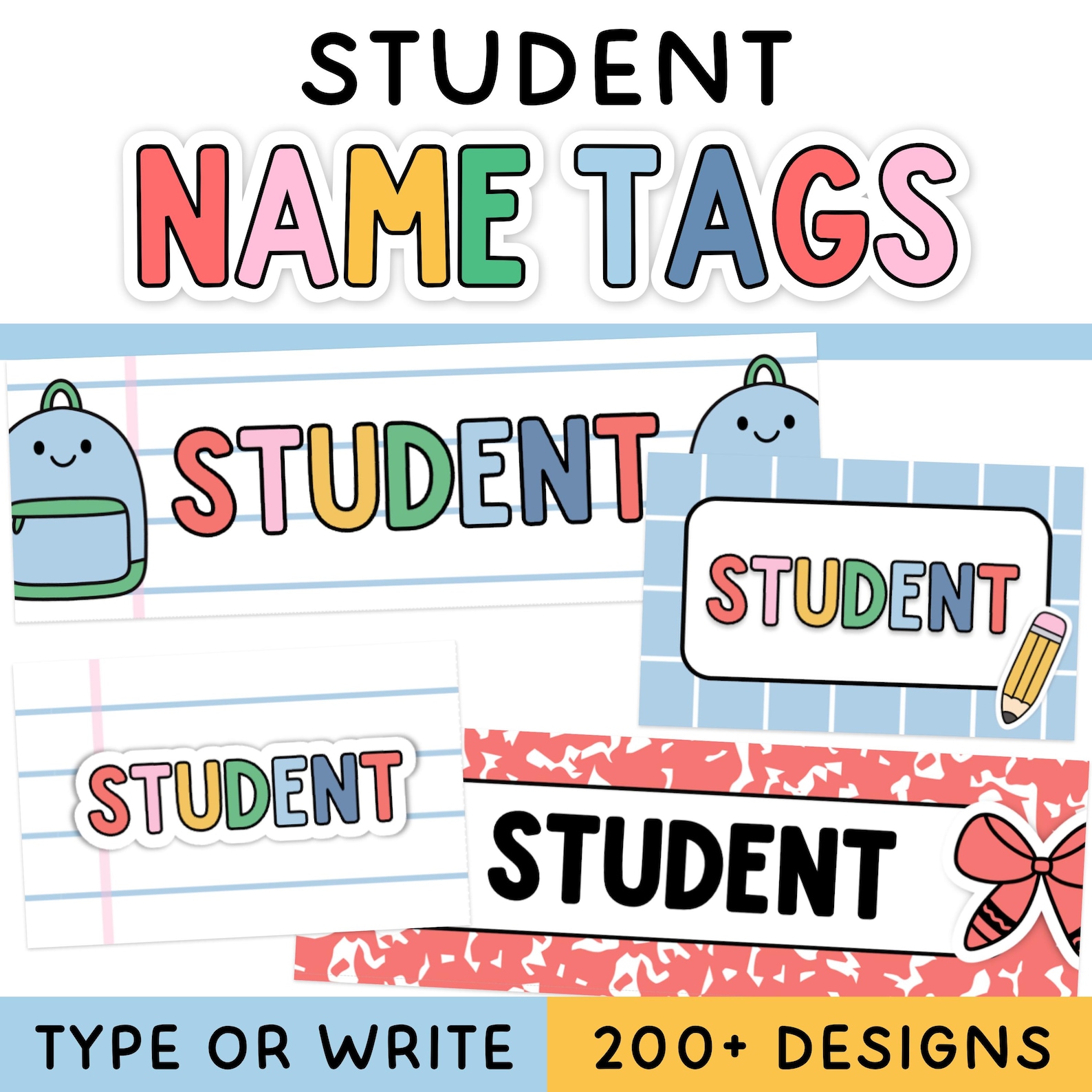 Student Name Labels for Composition Notebook & Bright Classroom Decor ...