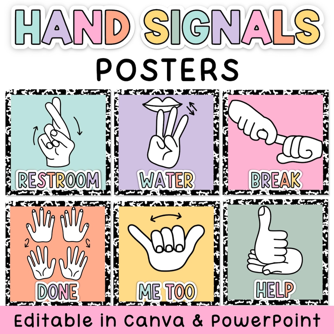 Composition Hand Signal Posters & ASL Sign Language Hand Signals ...