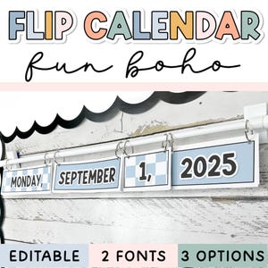 Boho Flip-Kalender Bearbeitbare Spiele Boho Klassenzimmer Dekor Bundle