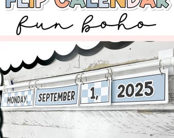 Boho Flip Calendar Editable Matches Boho Classroom Decor Bundle