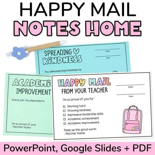 Happy Mail From Teacher | A Note From Your Teacher for Parent Communication | Teacher Feedback | Teacher Happy Mail