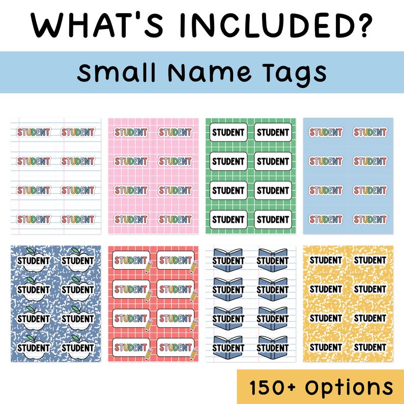 Students Notebook Tag Student Name Labels for Composition Notebook & Bright Classroom Decor ...