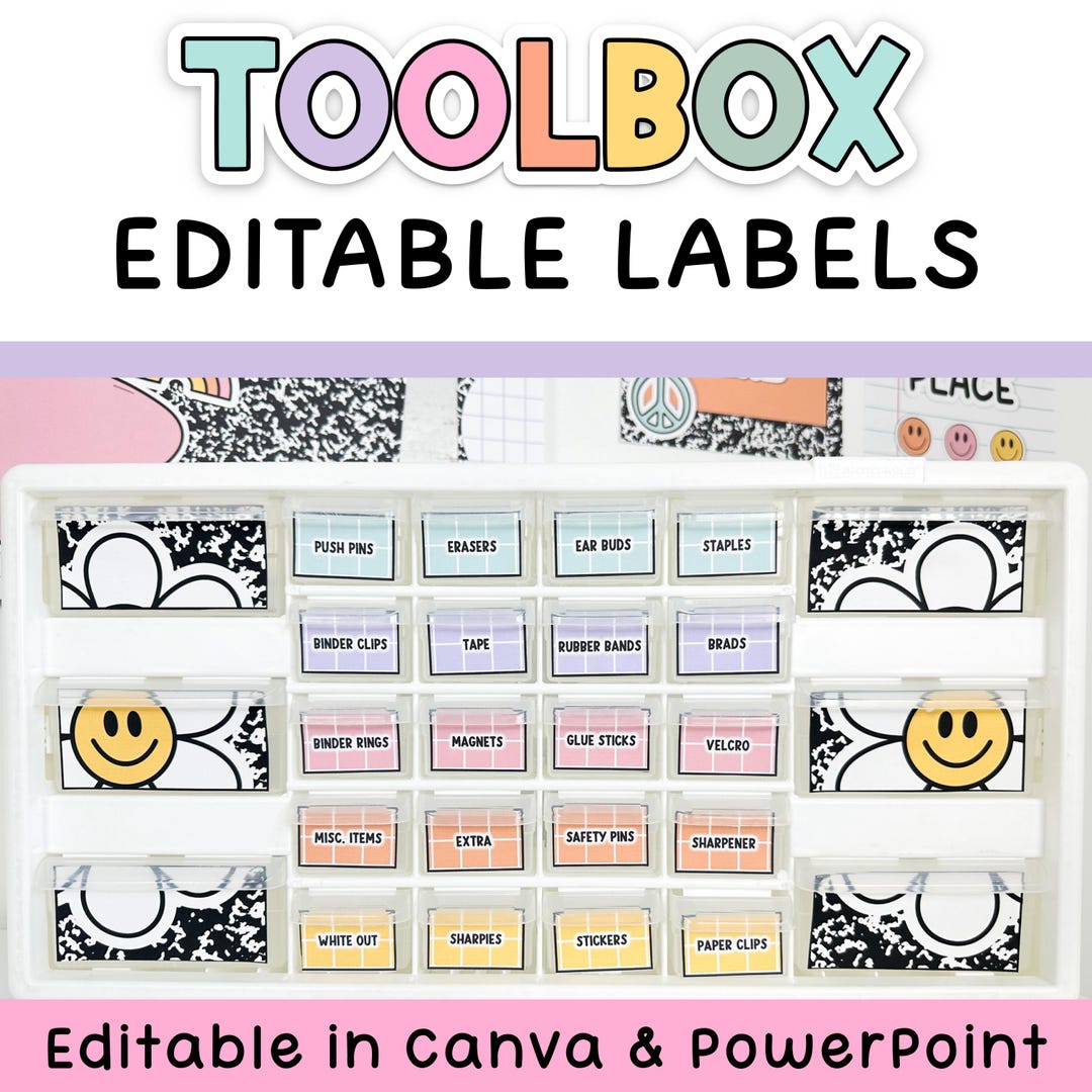 Composition Notebook Labels for Teacher Toolbox- Editable for Pastel ...