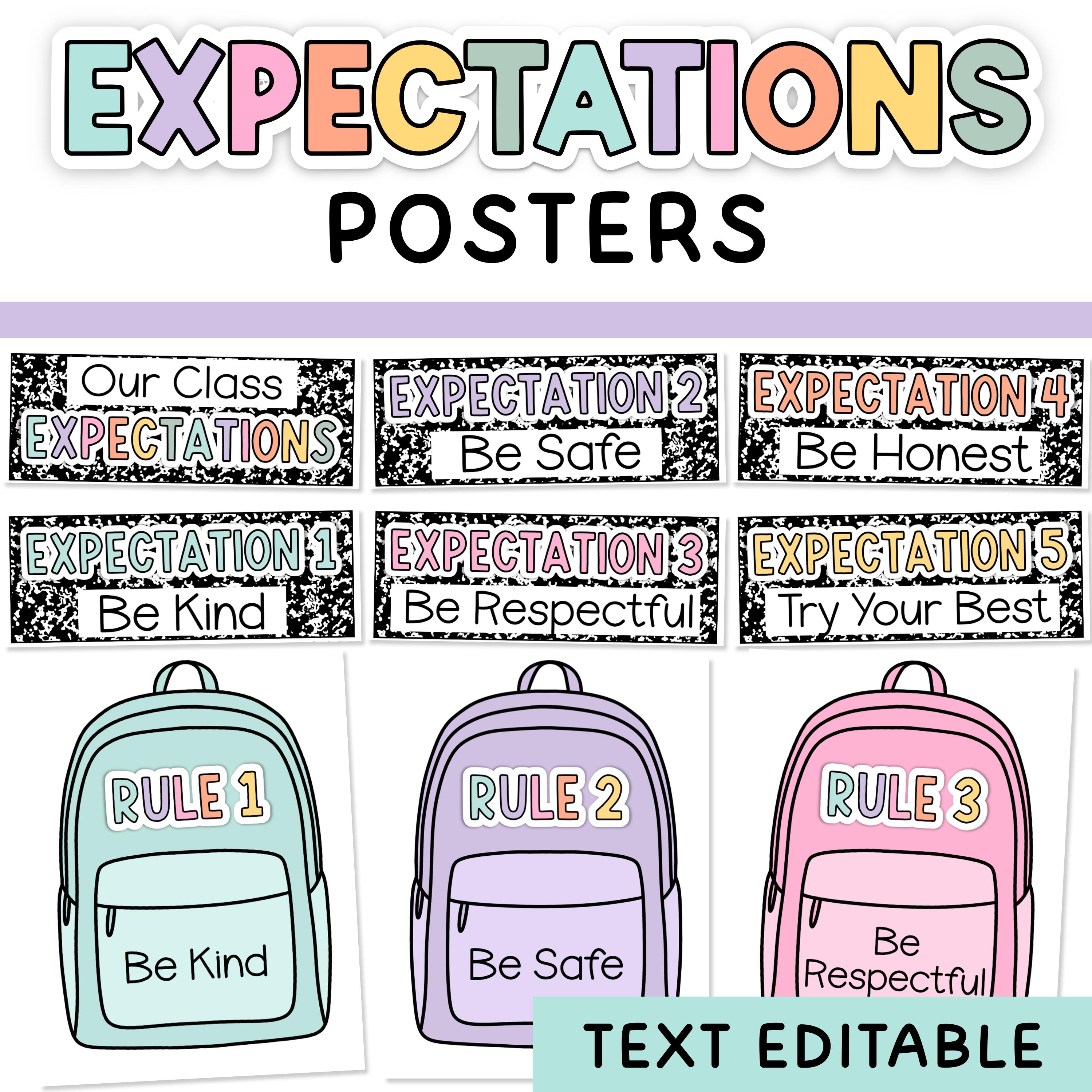 Composition Classroom Agreements, Our Class Promise, Norms, Rules & Expectations for Pastel and Composition Notebook Classroom Decor Theme