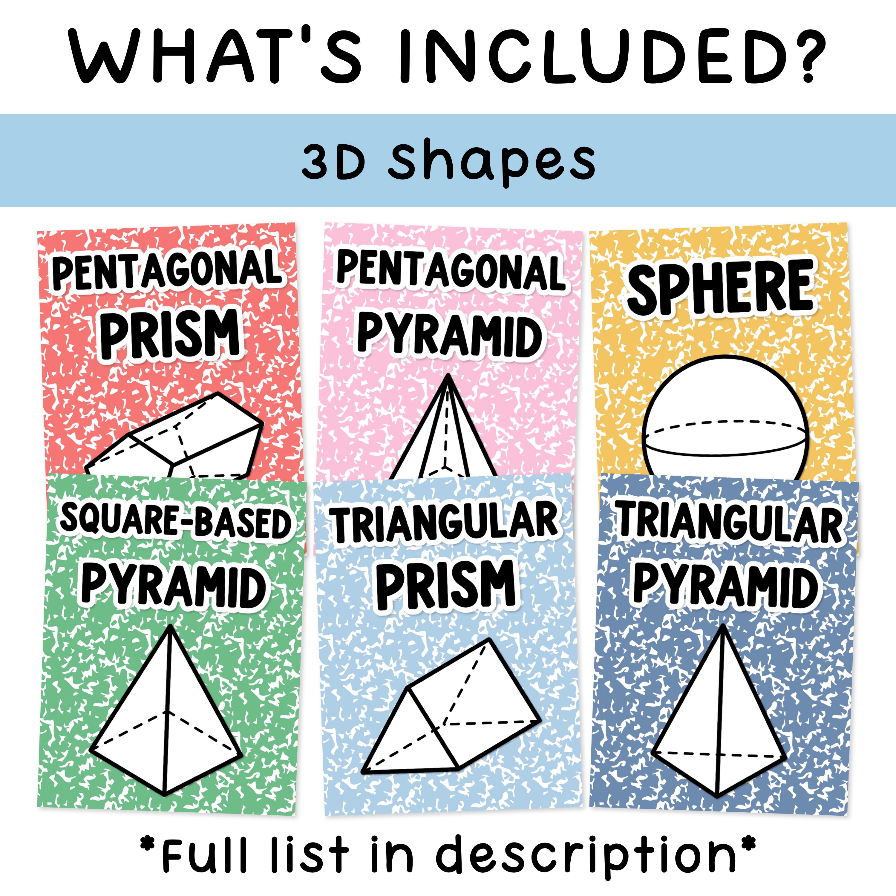 Bright 2D and 3D Shapes Posters - Editable for Composition Notebook ...