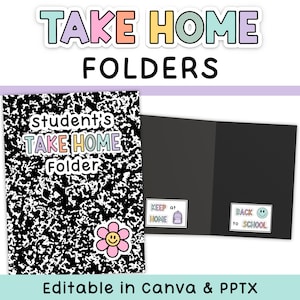 Editable Take Home Folder Covers & Labels | Homework Folder Cover and Labels for Composition Notebook Classroom Decor