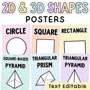 Posters pastels 2D et 3D - Carnet de notes modifiables et thème déco pastel pour la classe