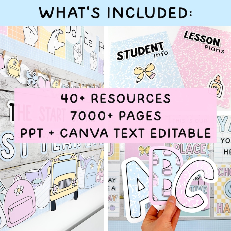 Preppy Pastel Classroom Decor Bundle & Composition Notebook Classroom ...