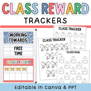 Tablas de incentivos para el sistema de recompensas de toda la clase que combinan con el cuaderno de composición y la decoración brillante del aula.