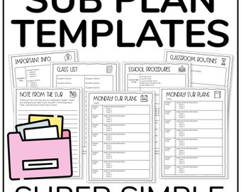 Sub Binder with Substitute Teacher Info and Substitute Plans