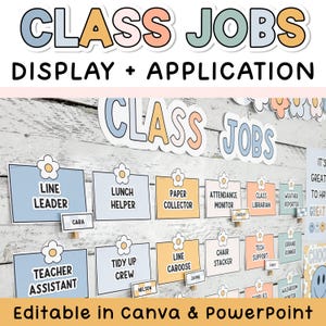 Trabajos bohemios para el aula: editables con la solicitud de empleo (combina con el paquete de decoración bohemia para el aula).