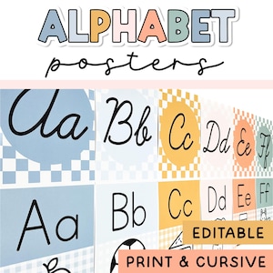 Boho Alphabet Posters & Cursive Alphabet Posters Including ASL Alphabet Posters