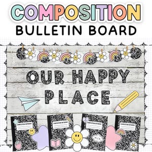 Welcome Back to School Bulletin Board for Pastel & Composition Notebook Classroom Decor