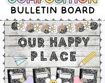 Welcome Back to School Bulletin Board for Pastel & Composition Notebook Classroom Decor