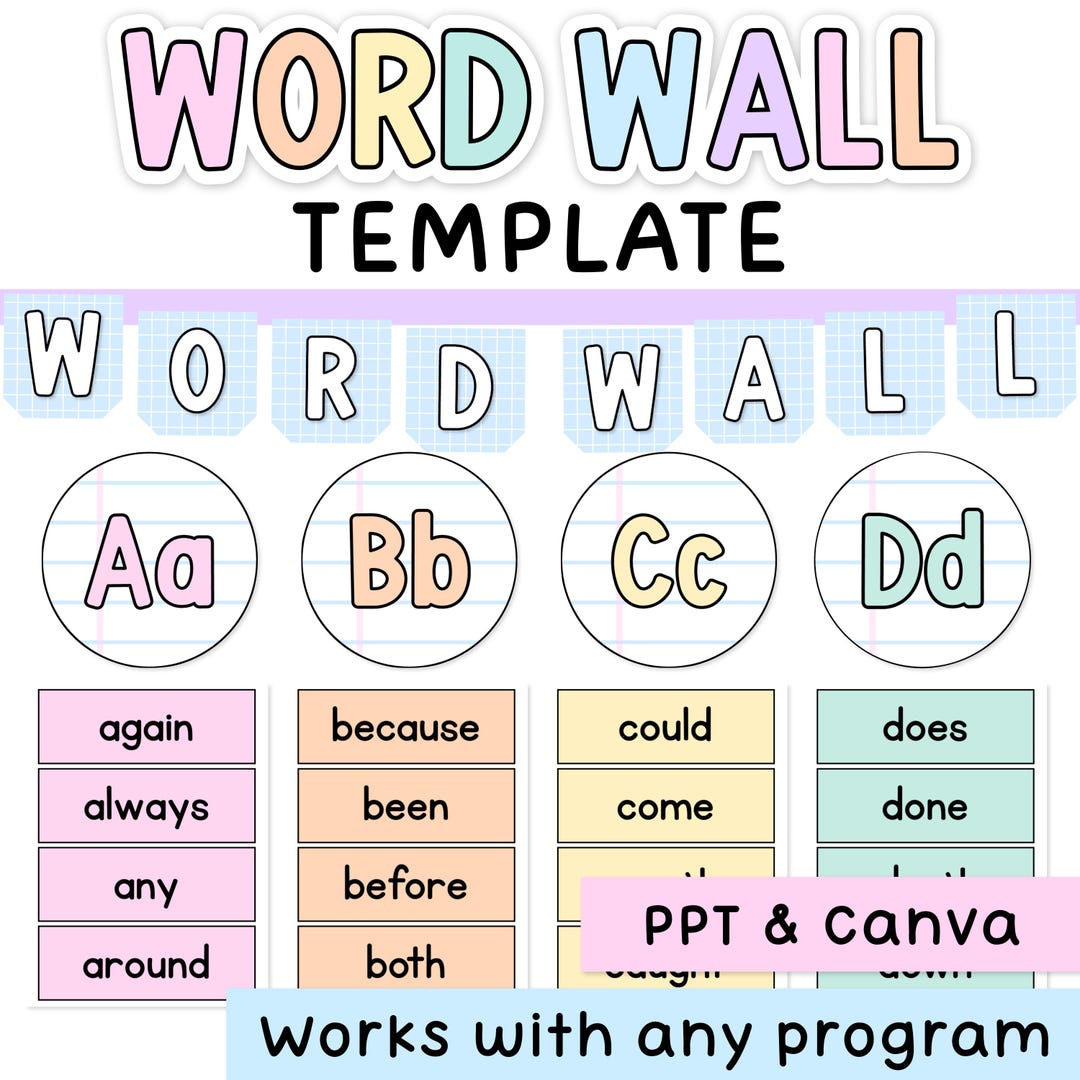 Pastel Word Wall Template, Word Wall Letters, Header & Banner, for ...