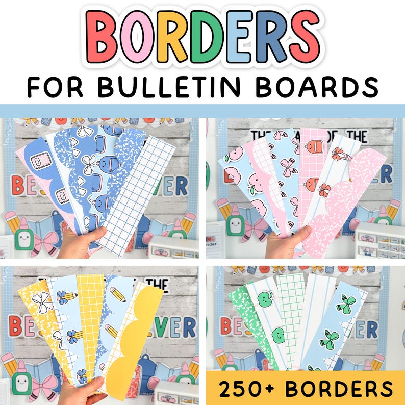 Bright Printable Bulletin Board Borders for Composition Notebook ...