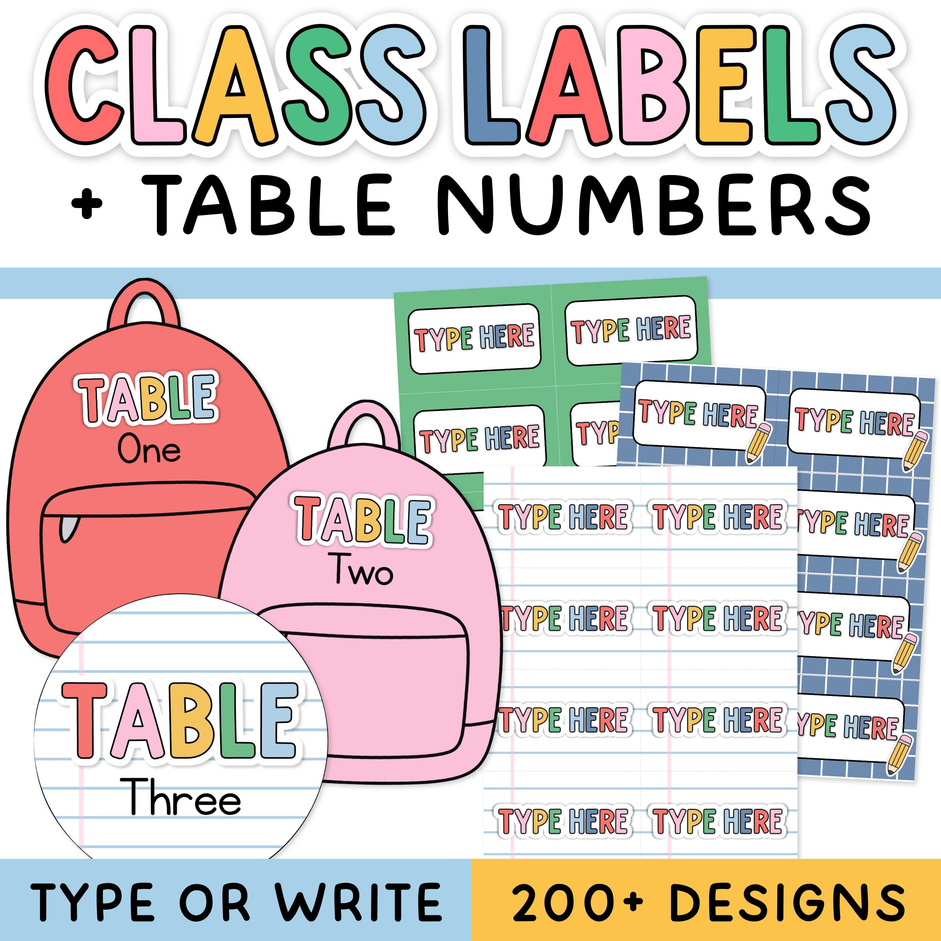 Bright Composition Notebook Labels & Table Numbers - Editable Classroom ...