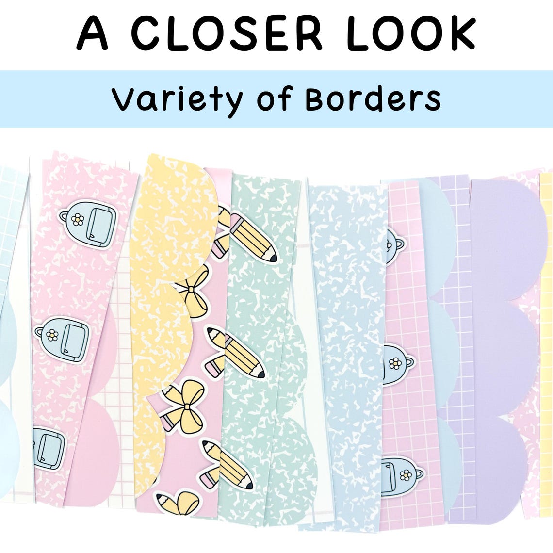 Pastel Printable Bulletin Board Borders for Composition Notebook ...