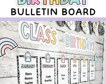 Cuaderno de composición para cumpleaños editable - Tablón de anuncios de feliz cumpleaños con temática pastel y cuaderno de composición para decoración de aula