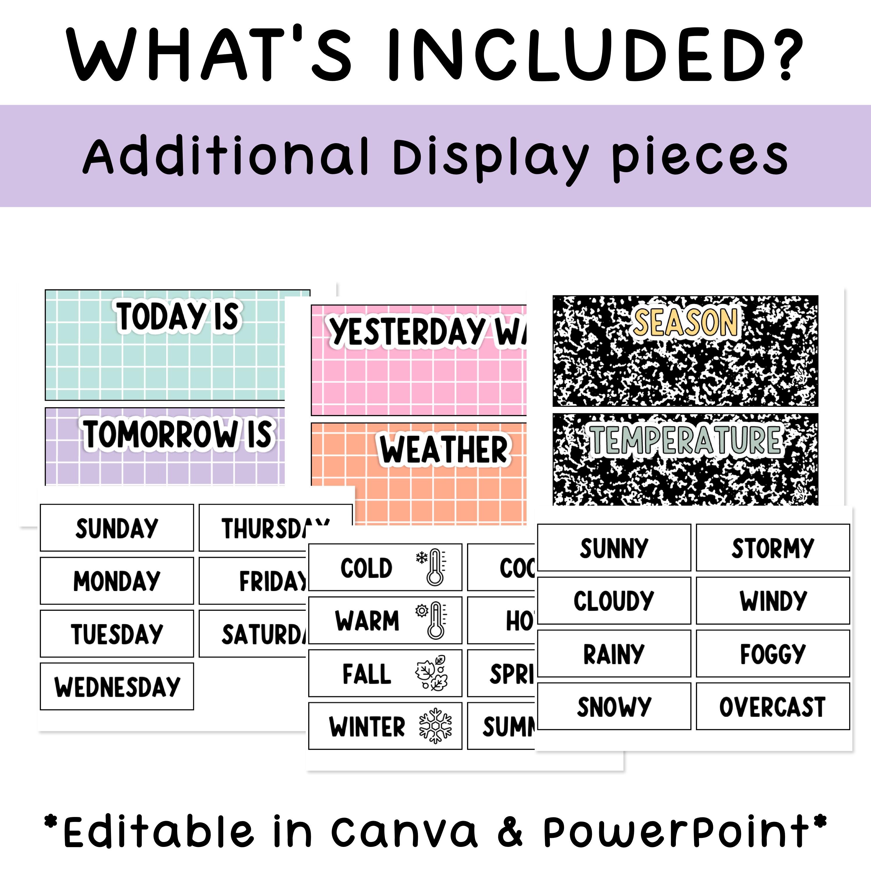 Composition Notebook Editable Calendar Pocket Chart - Calendar Numbers ...