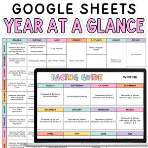 Year At A Glance Template | Scope and Sequence Template | Google Sheets Teacher Planner | Digital Teacher Planner