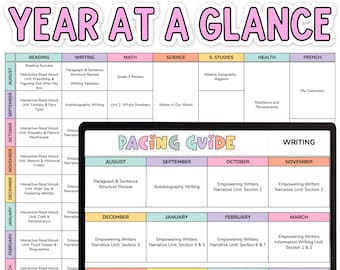 Year At A Glance Template | Scope and Sequence Template | Google Sheets Teacher Planner | Digital Teacher Planner