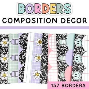 Composition Notebook Bulletin Board Borders for Pastel & Composition Notebook Decor
