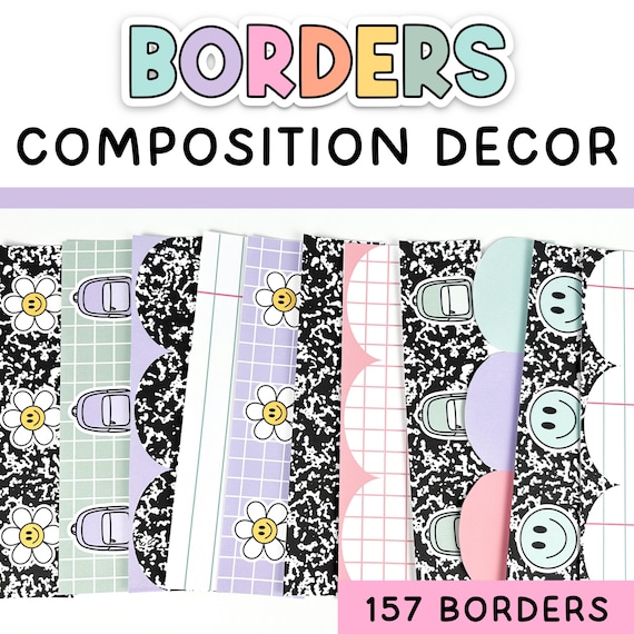 Composition Notebook Bulletin Board Borders for Pastel & Composition Notebook Decor