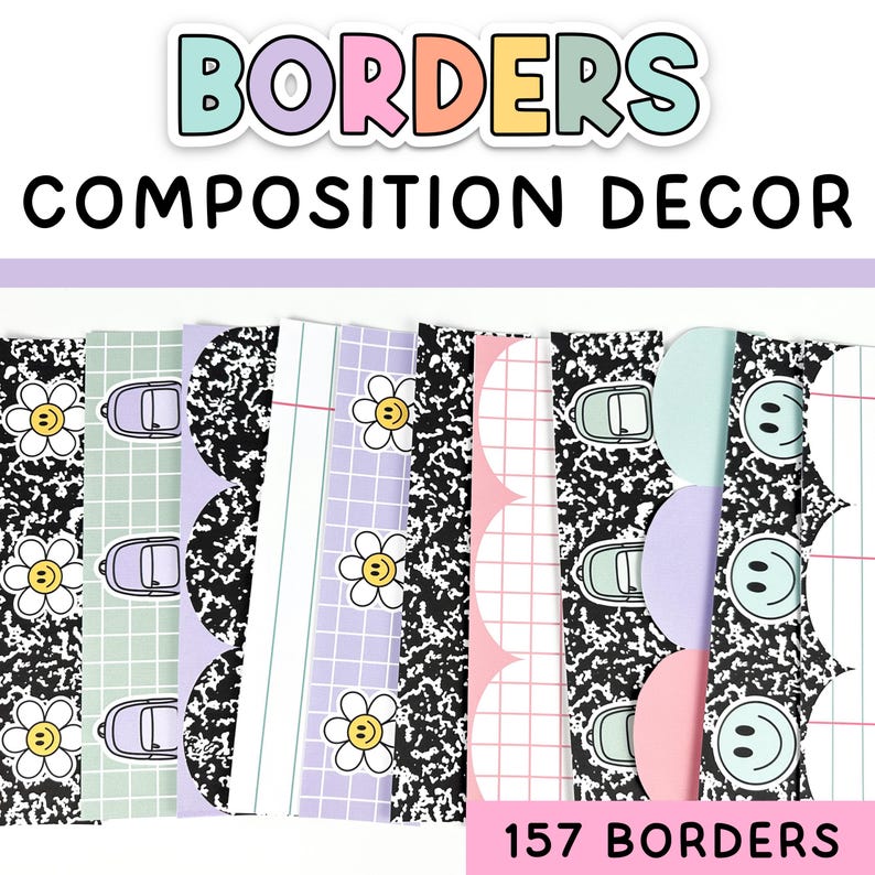 Composition Notebook Bulletin Board Bordüren für Pastell & Composition Notebook Dekor Bild 1