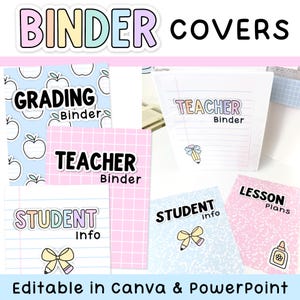 Pastel Editable Binder Covers and Spines For Composition Notebook & Pastel Classroom Decor Theme