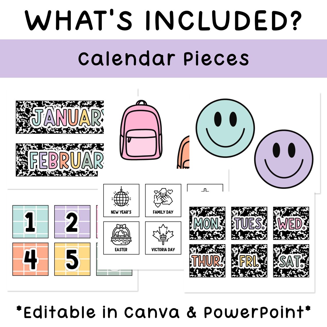 Composition Notebook Editable Calendar Pocket Chart - Calendar Numbers ...