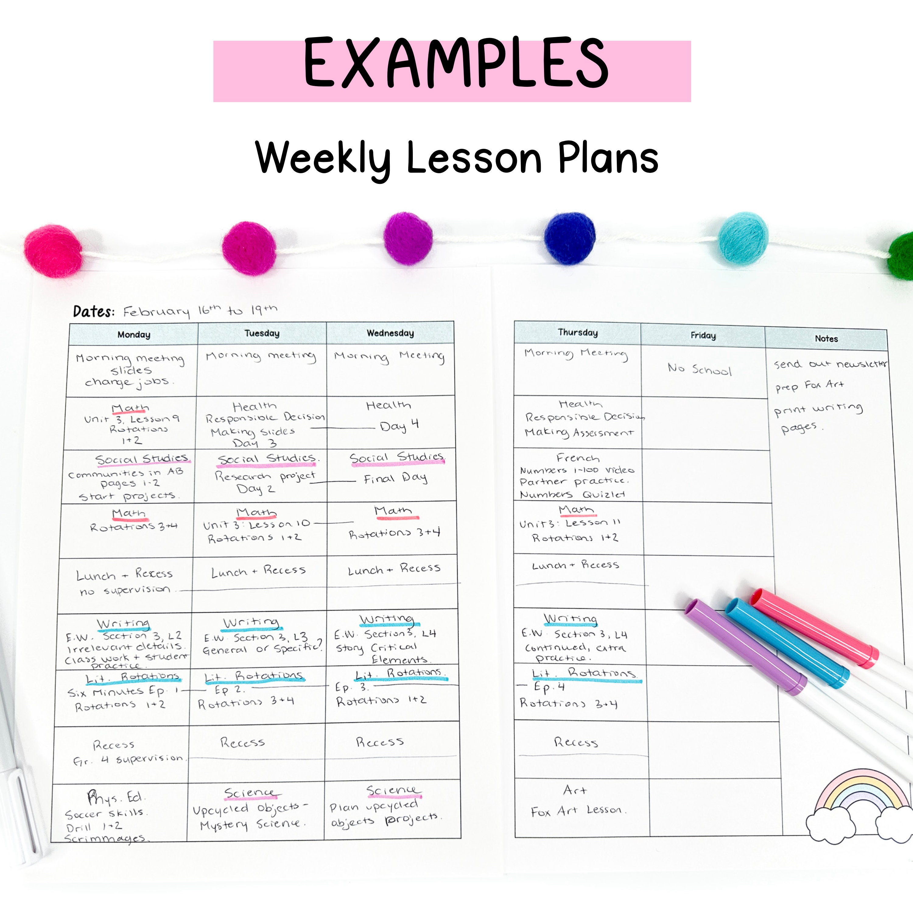 Teacher Planner Printable Undated Teacher Lesson Planner, Gradebook Pages, Teacher Calendars ...