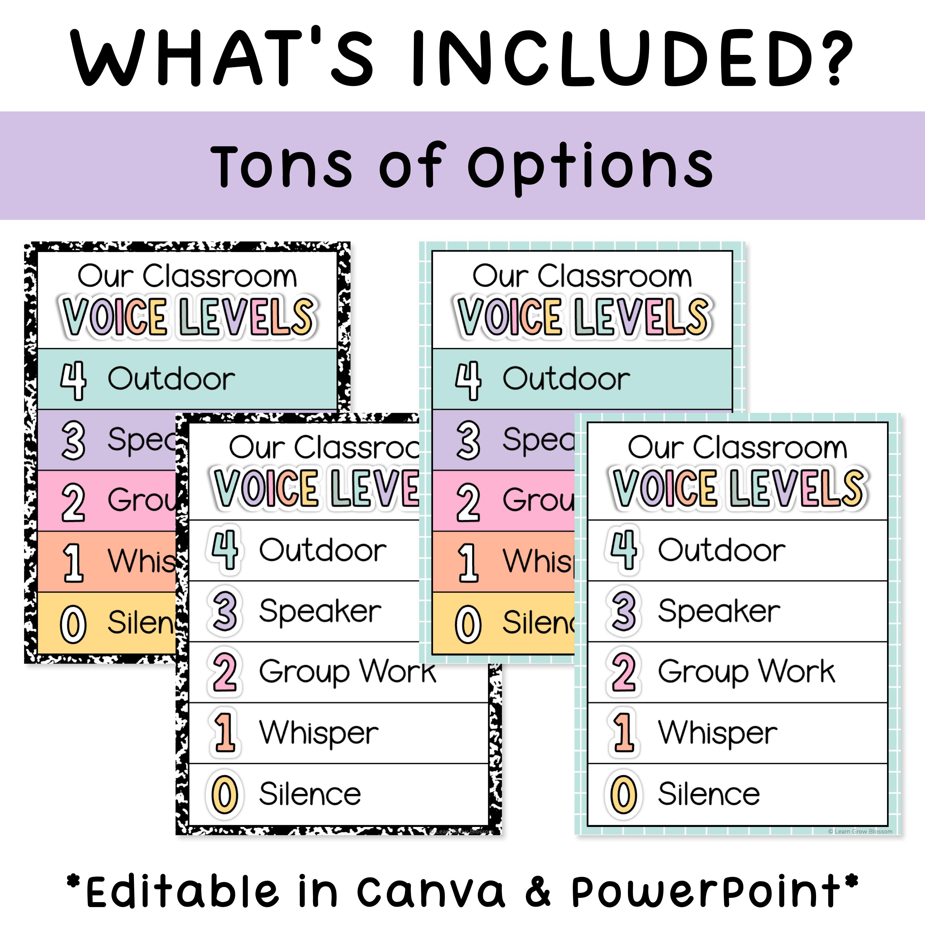 Composition Notebook Decor Voice Level Signs, Voice Level Chart and ...