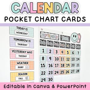 Komposition Notebook Bearbeitbares Kalender Pocket Chart - Kalenderzahlen und Stück passt zu Pastell & Komposition Notebook Klassenzimmer Dekor