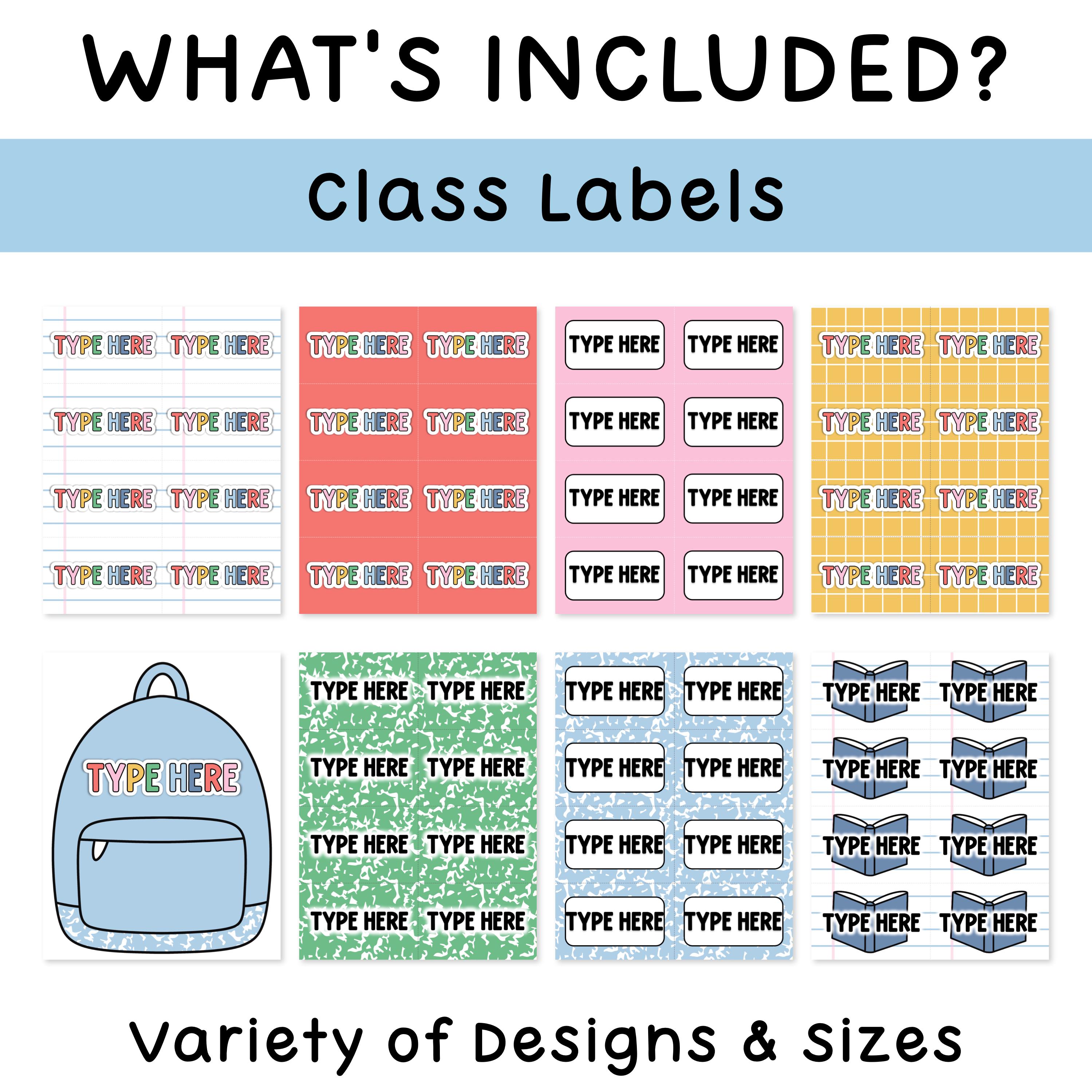 Bright Composition Notebook Labels & Table Numbers - Editable Classroom ...