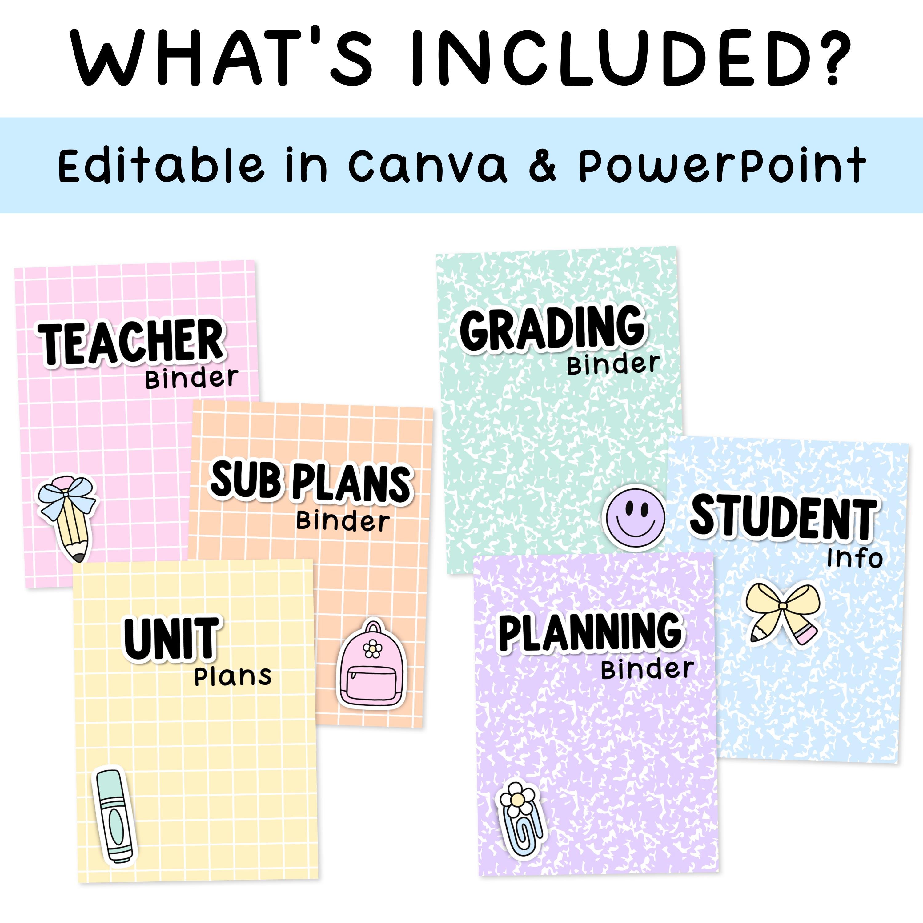 Pastel Editable Binder Covers and Spines for Composition Notebook ...