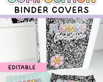 Editable Binder Covers and Spines Composition Book Theme Pastel ...